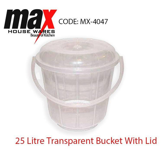 25 Litre Transparent Bucket With Lid And Handle MX4047