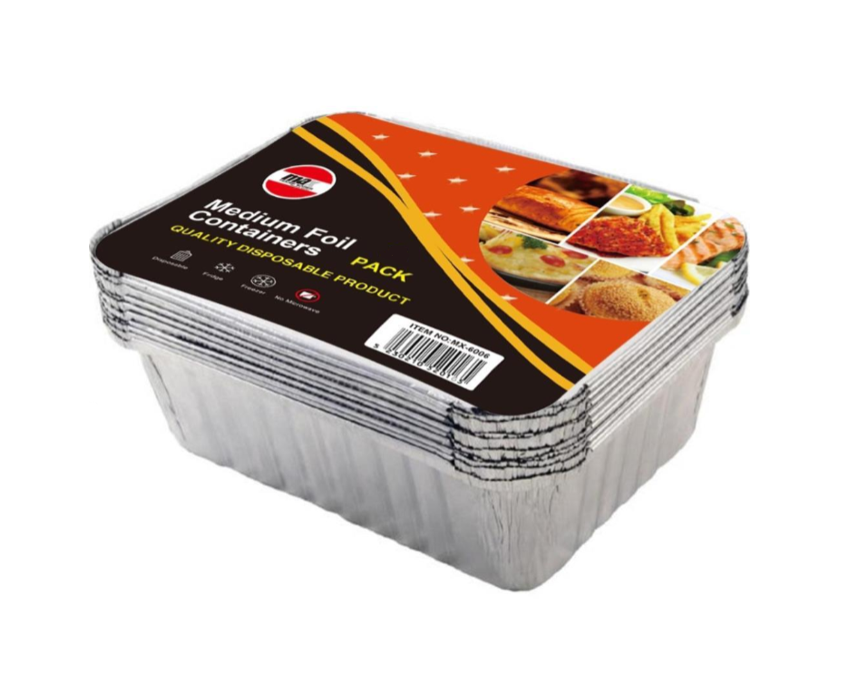 Disposable Aluminium Foil Food Containers Medium Pack Of 8