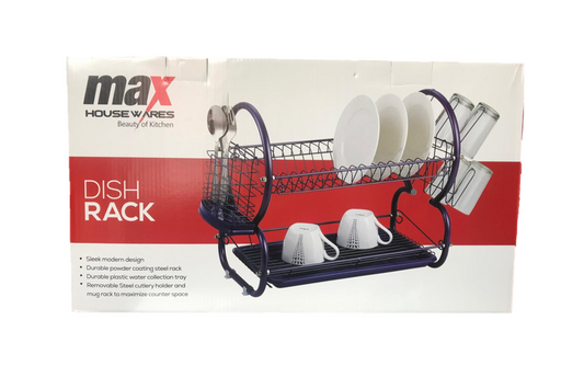 Dish Drainer Cutlery Rack with Drip Tray Metallic Purple MX9079