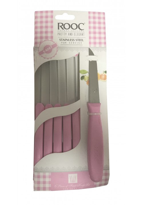 ROOC Stainless Steel Multipurpose Fruit Knife Set of 6 Assorted Colours MYV06