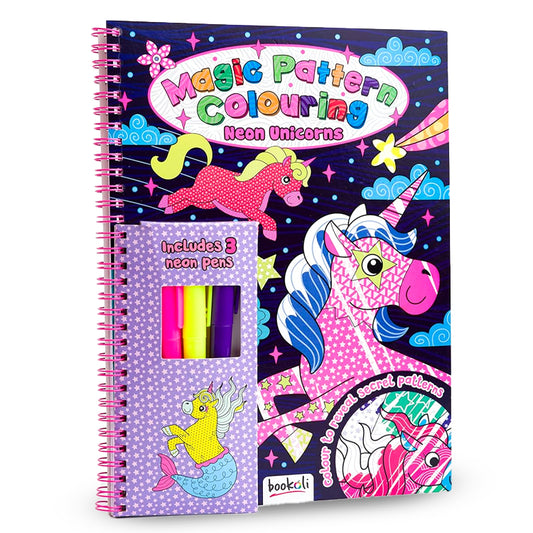 Neon Unicorns Magic Pattern Colouring Book