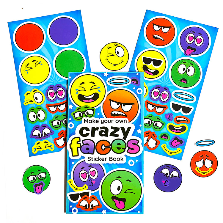 MYO Crazy Faces Mini Sticker Book (12 Sheets)