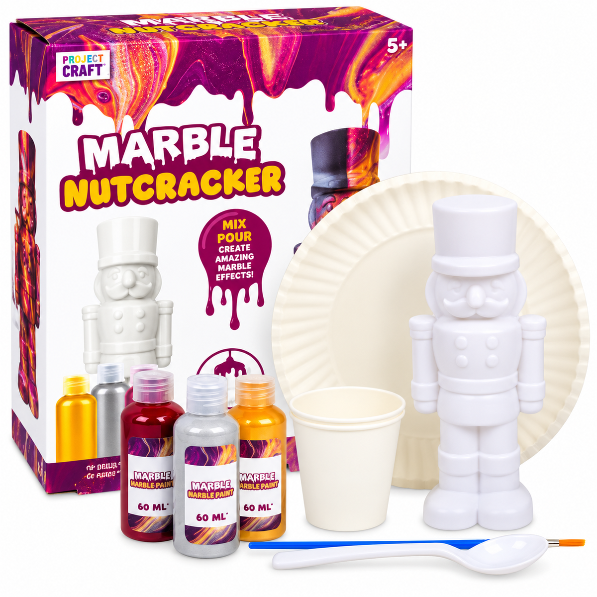 Marble Nutcracker - Paint Pour Craft Kit 17cm