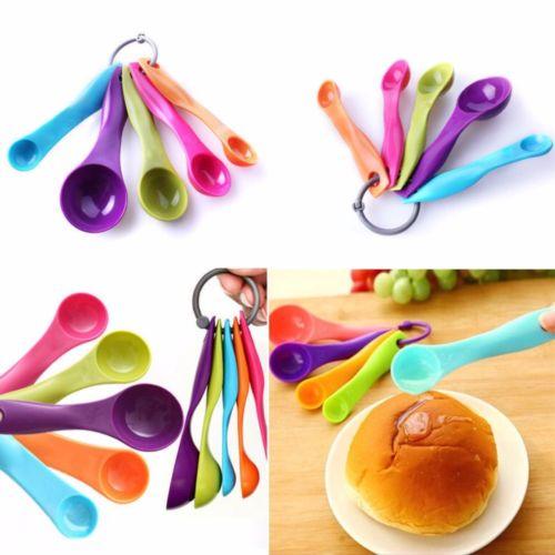5 Pcs Colorful Plastic Measuring Spoons Set Kitchen Utensil Cooking Baking Tool 3611