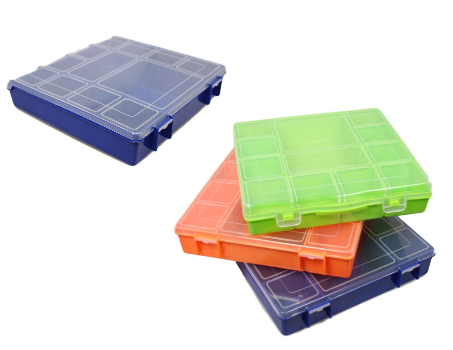 Medicine Storage Container Box Assorted Slot Sizes Available In 3 Colours 20Cm X 20Cm
