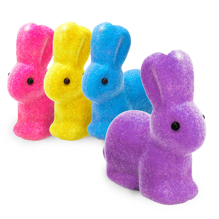 Flocked Easter Bunny Decorations x 4