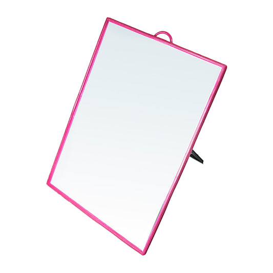 Desk Table Plastic Coloured Border Square Shaped Mirror 18cm x 24cm 0178