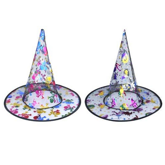 Multicoloured Kids Witch Halloween Fancy Dress Hat Assorted Colours