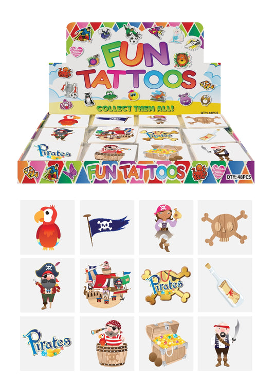 Children's Pirate Style Assorted Faces Mini Tattoos 12 Assorted Designs N51040