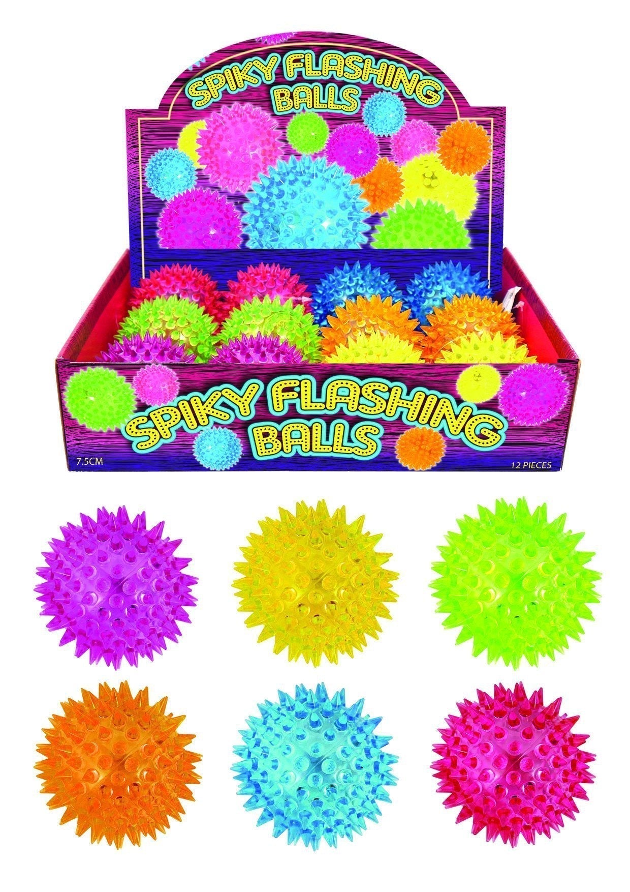 Spiky Flashing Bouncing Balls Light Up Toy 7.5Cm