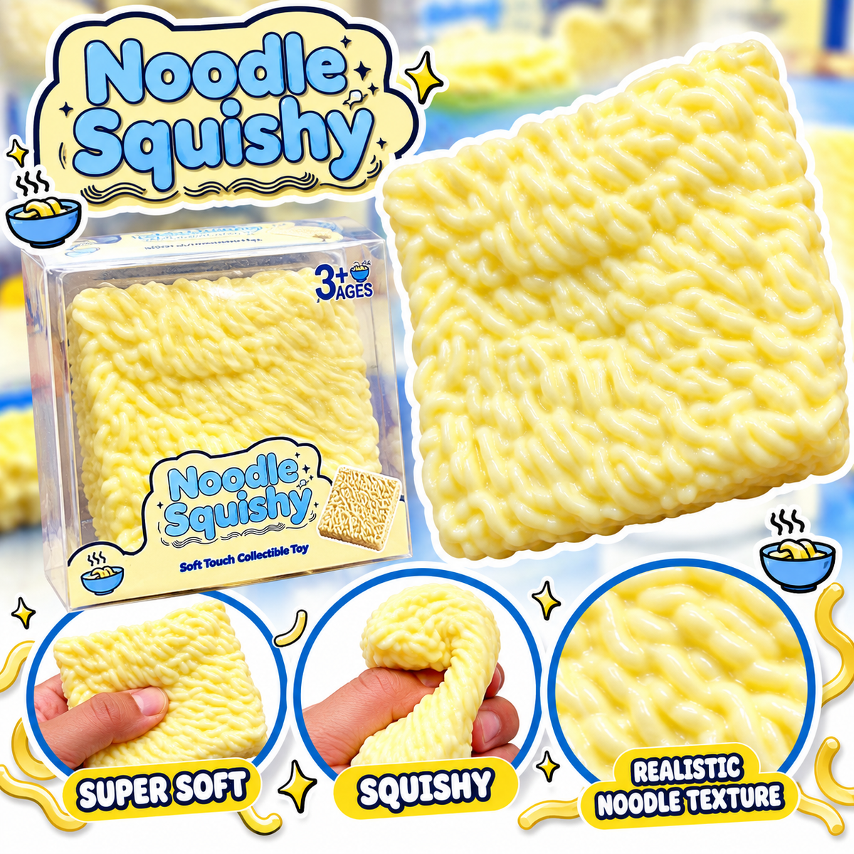 Noodle Squishy Sensory Fidget Squish Toy - Vaseline Filled