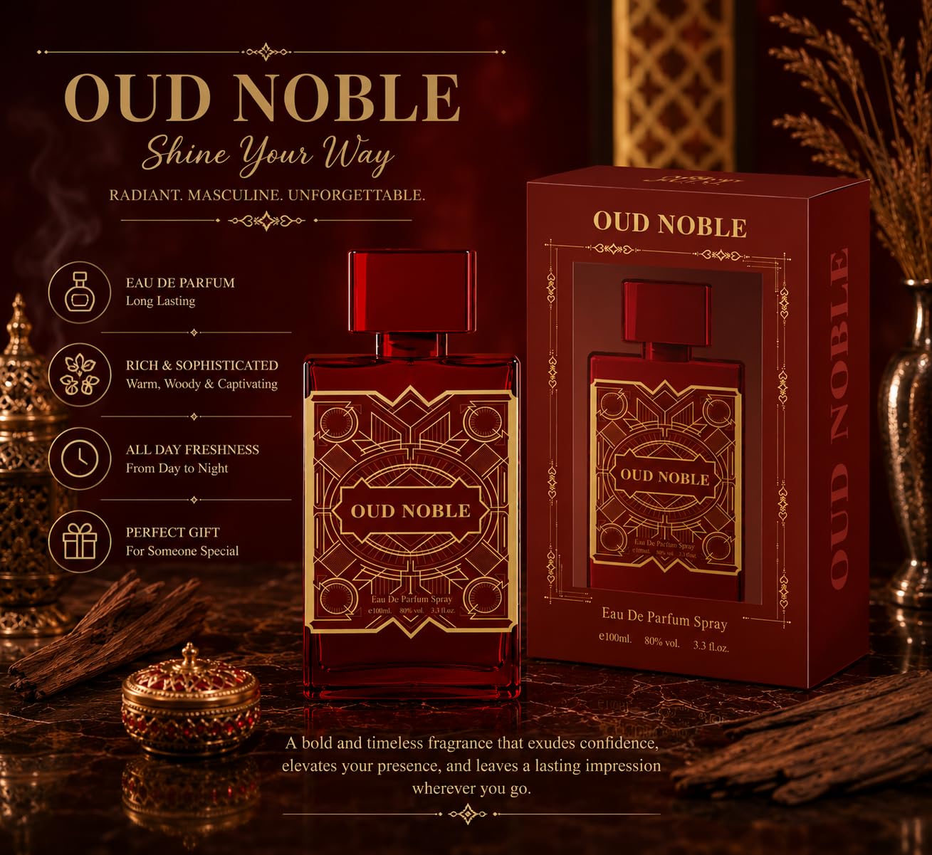 OUD NOBLE Inspired by Oud Passion - Eau de Parfum Unisex Spray 100ml - Saffron London