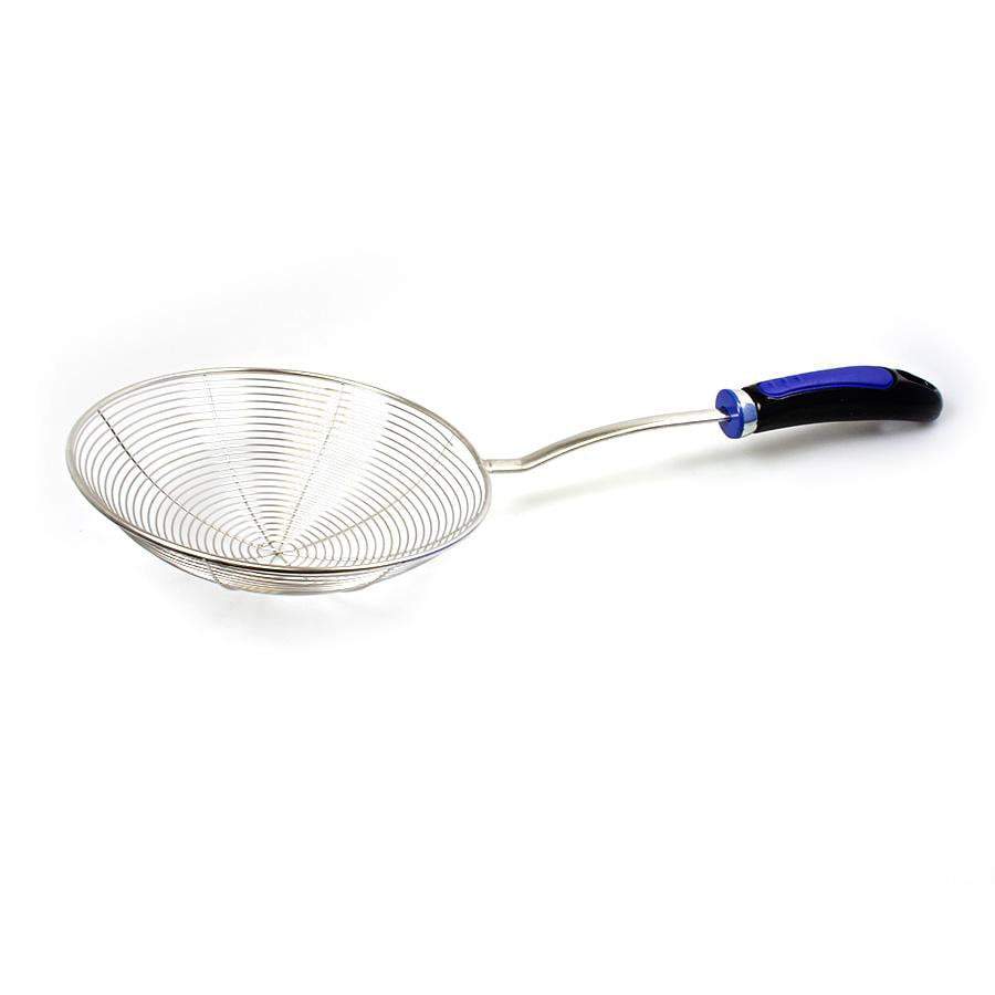 Metal Frying Oil Drainer Net Scoop  Strainer with Plastic Handle 40cm 0672
