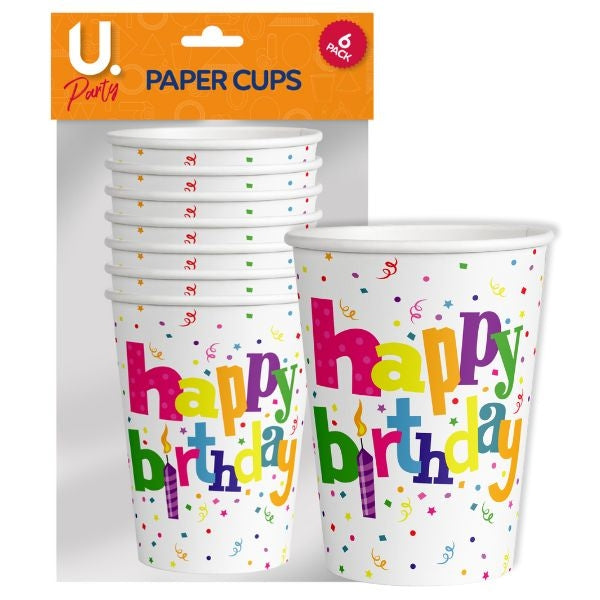 Happy Birthday Party Paper Drinking Cups Pack Of 7 P2704