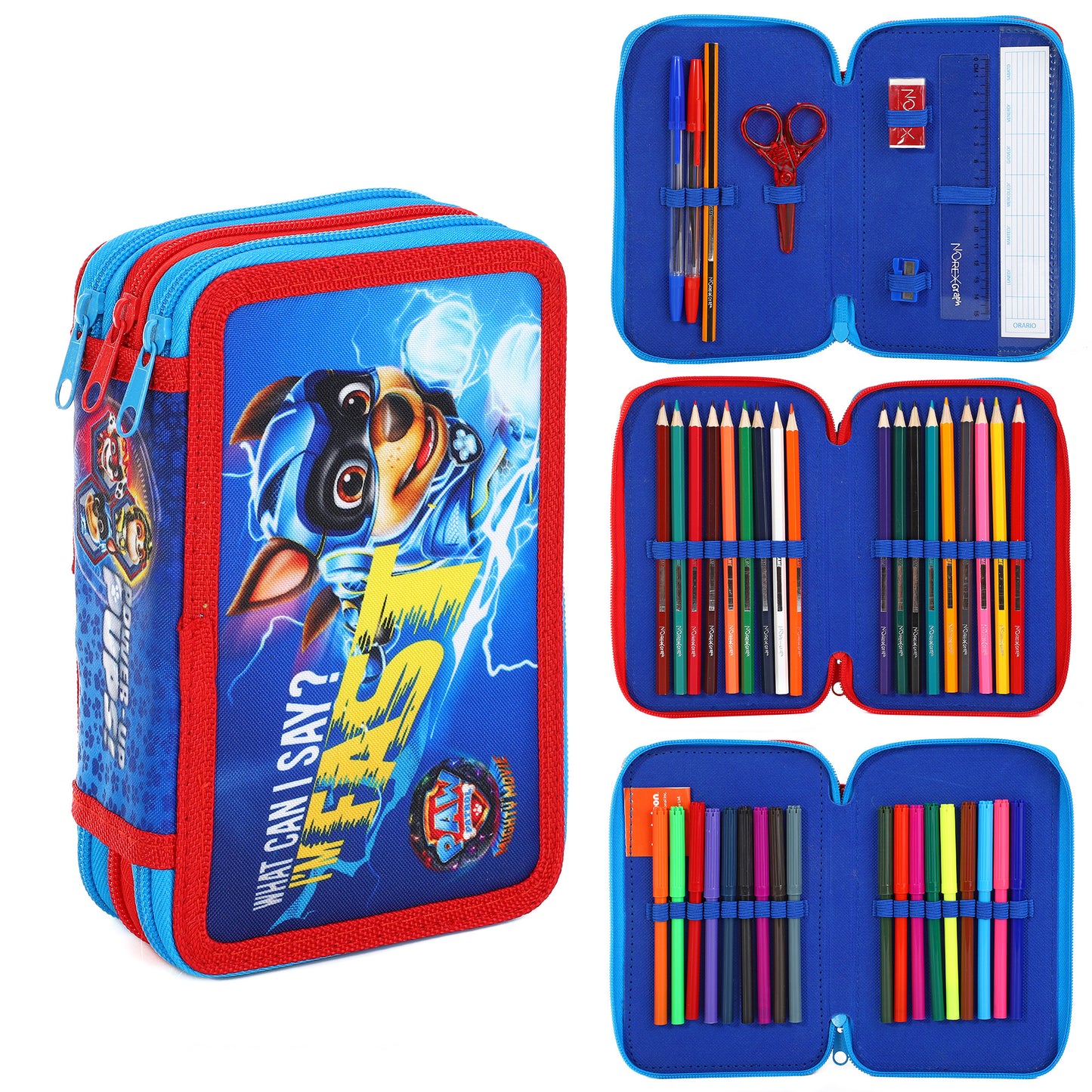 Paw Patrol Style Jumbo Pencil Case & Stationery Set with 3 Zip Divider