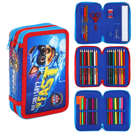 Paw Patrol Style Jumbo Pencil Case & Stationery Set with 3 Zip Divider