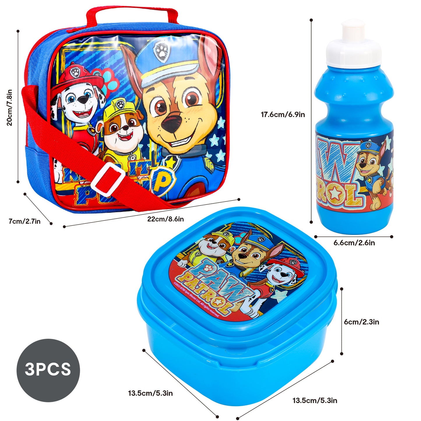 Paw Patrol 3 Piece Lunch Bag, Box & Bottle Set