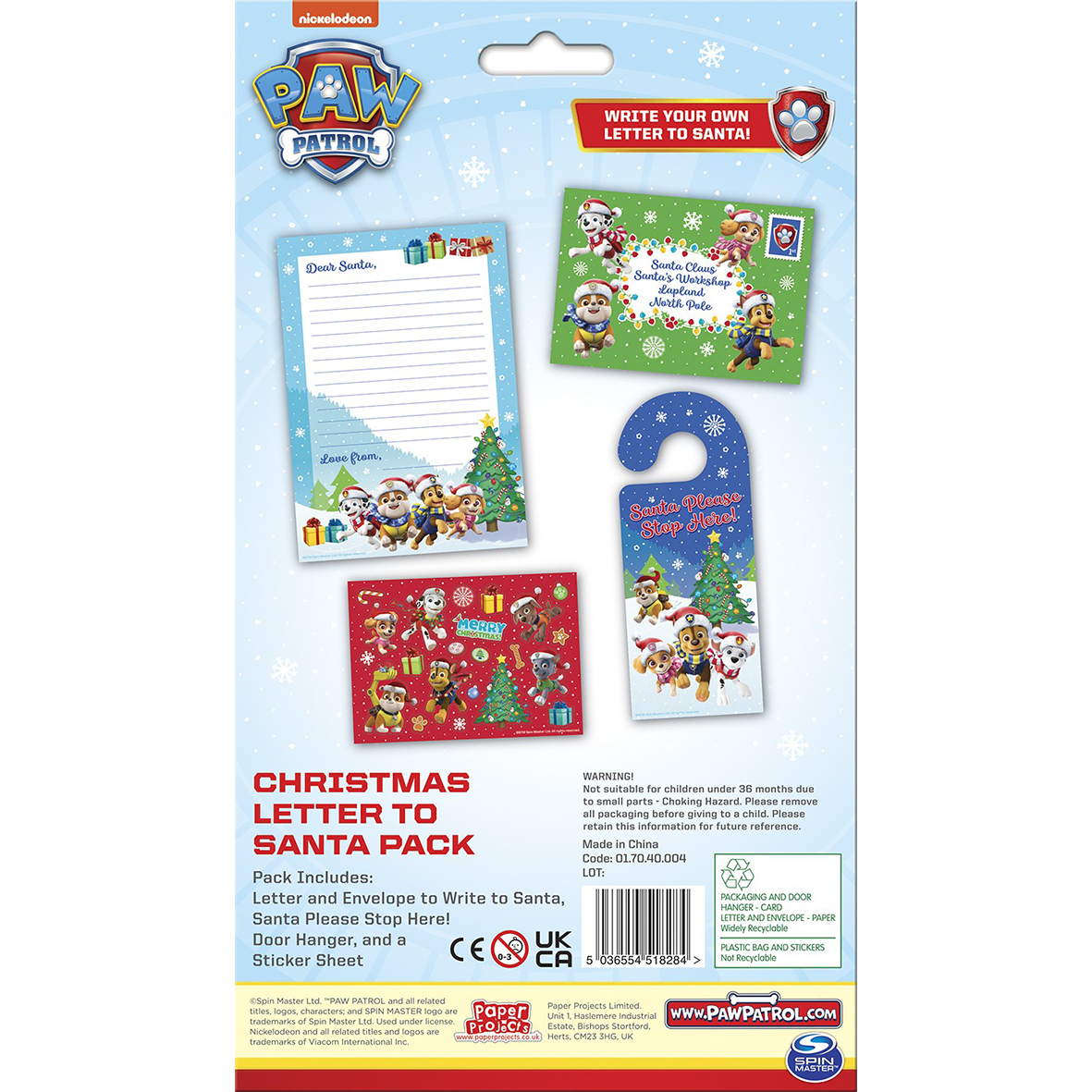 Paw Patrol Christmas Letter To Santa Pack