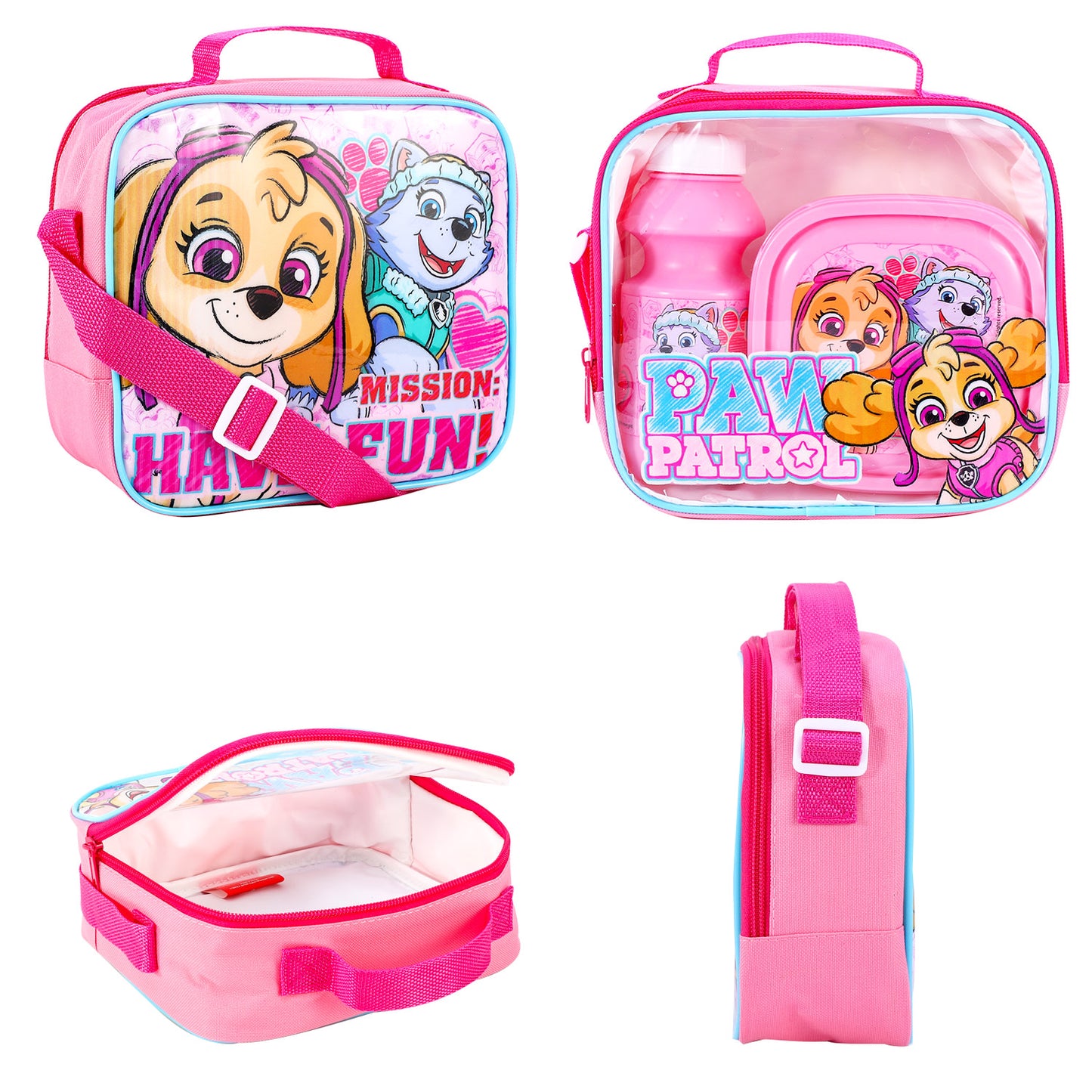 Paw Patrol Pink Skye 3 Piece Lunch Bag, Box & Bottle Set