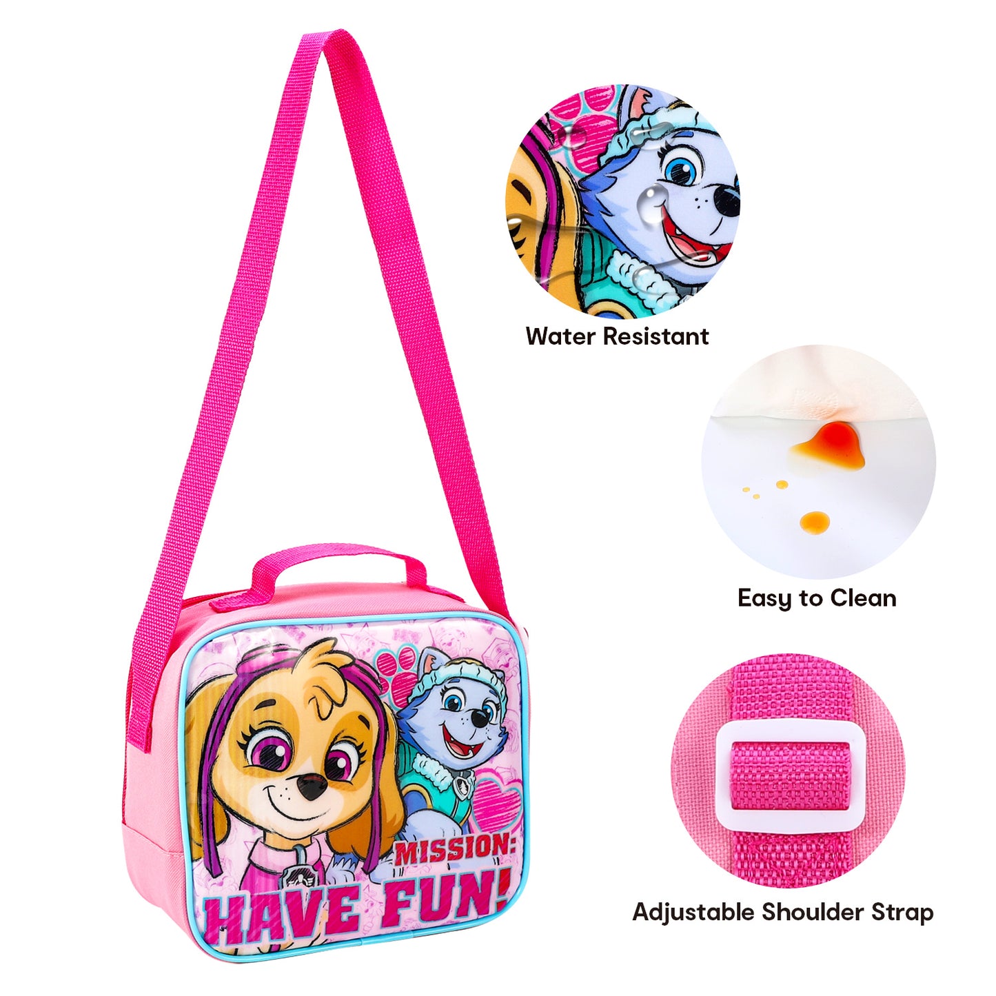 Paw Patrol Pink Skye 3 Piece Lunch Bag, Box & Bottle Set