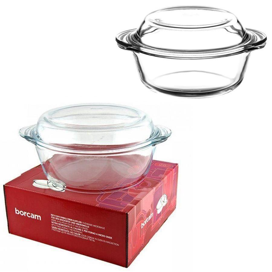 PB Borcam Round Glass Casserole Dish With Cover 2.1 Litre 59003