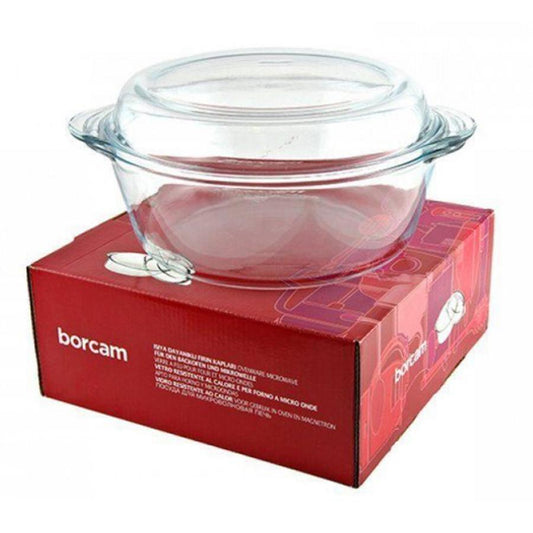 PB Borcam Round Glass Casserole Dish With Cover 2.1 Litre 59003
