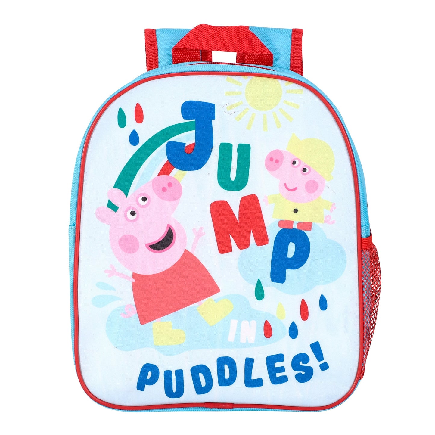 Peppa Pig Jump In Puddles Style Backpack Kids Premium Standard Rucksack with Zip & Adjustable Straps