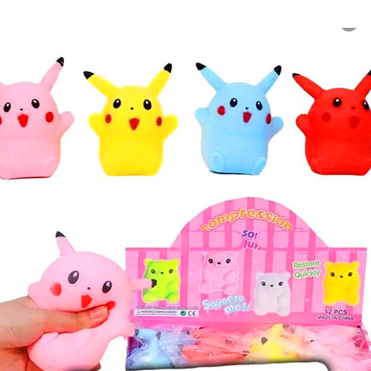 Pikachu Pokemon Style Squish Stress Relief Squishy Fidget Sensory Toy - 4 Colours