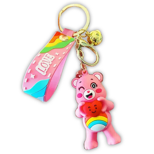 Care Bears Pink Style Cheer Bear 3D Silicone Keychain Keyring Pendant