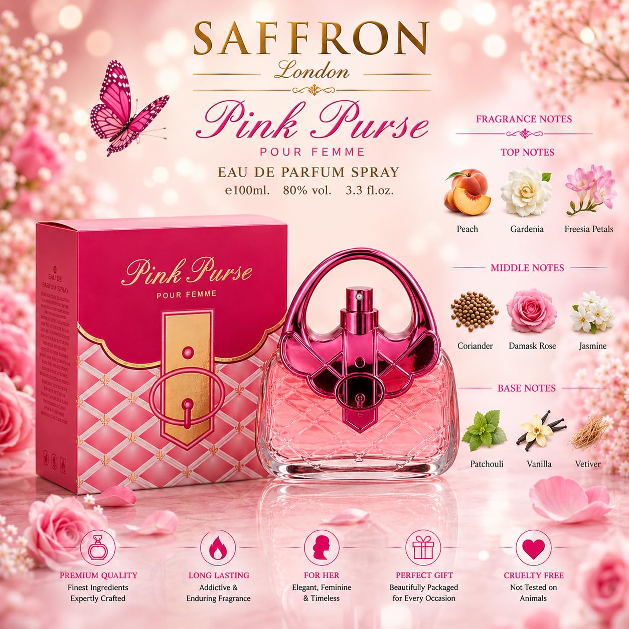 PINK PURSE Inspired by Rush - Women’s Eau de Parfum Spray 100ml - Saffron London