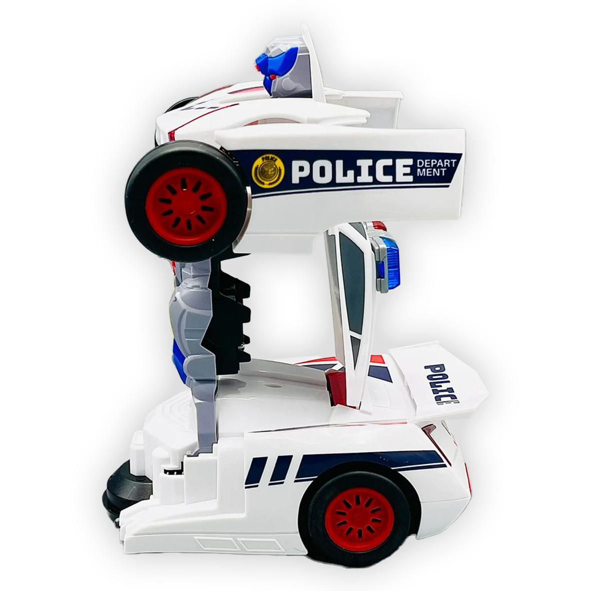 Transforming Autobots Toy Police Car Spinning with Sound & Lights