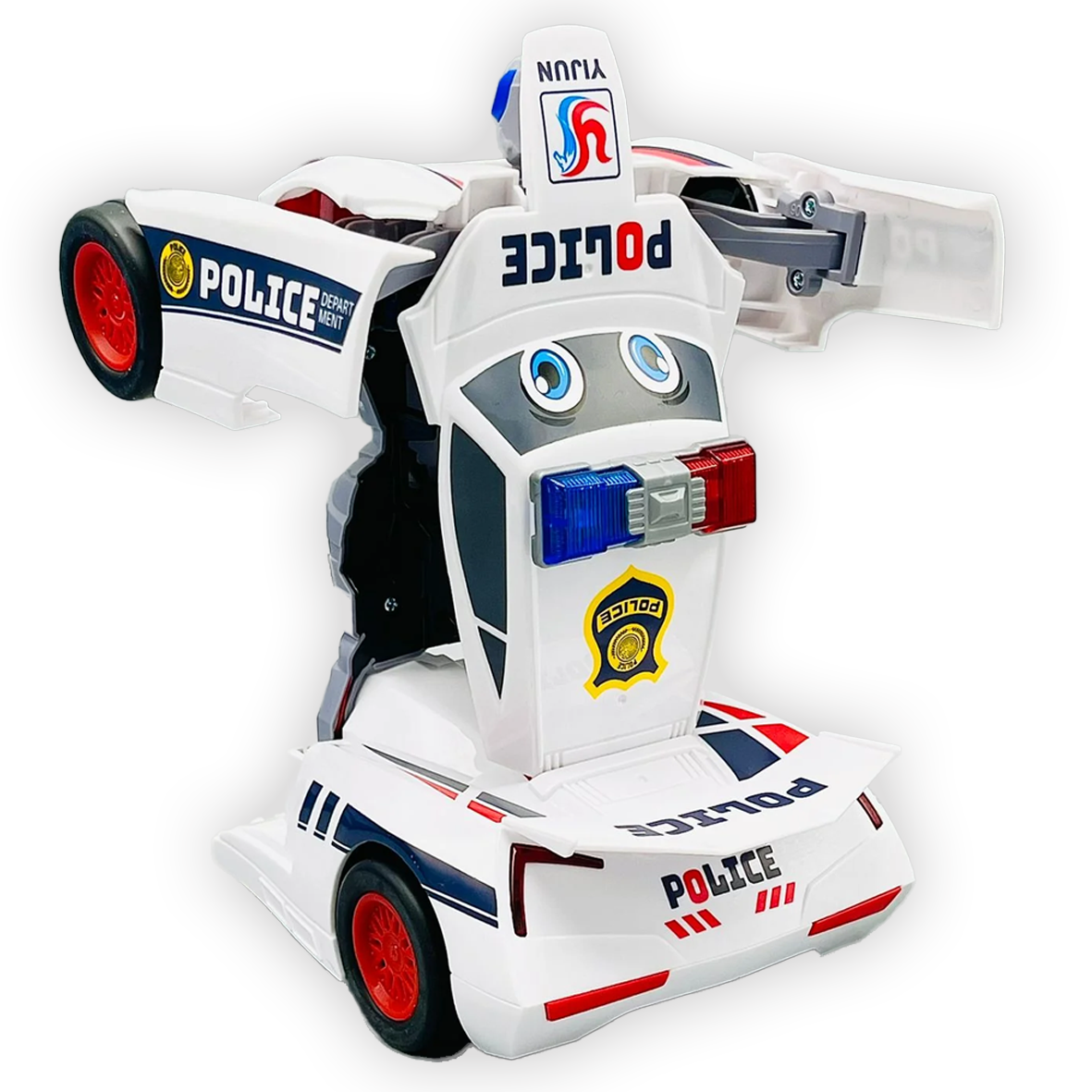 Transforming Autobots Toy Police Car Spinning with Sound & Lights