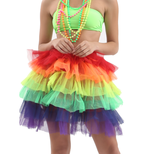 Rainbow Tutu Skirt 6 Layers with Ribbon - Pride Festival Party Style