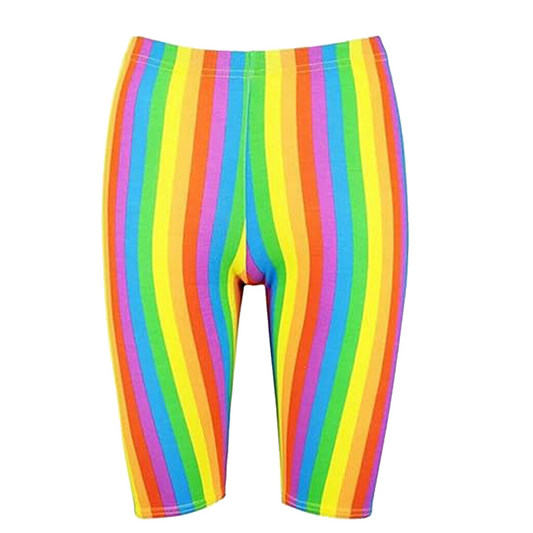 Rainbow Stripe Cycling Shorts Pride 70's 80's Disco Fancy Dress