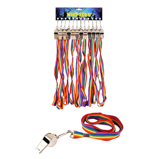 Pride Rainbow Metal Festival Parade Whistles (Pack of 12)