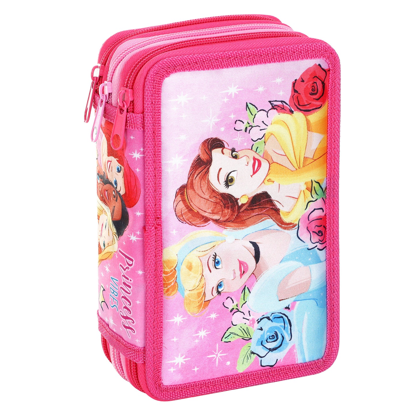 Princess Style Jumbo Pencil Case & Stationery Set with 3 Zip Divider