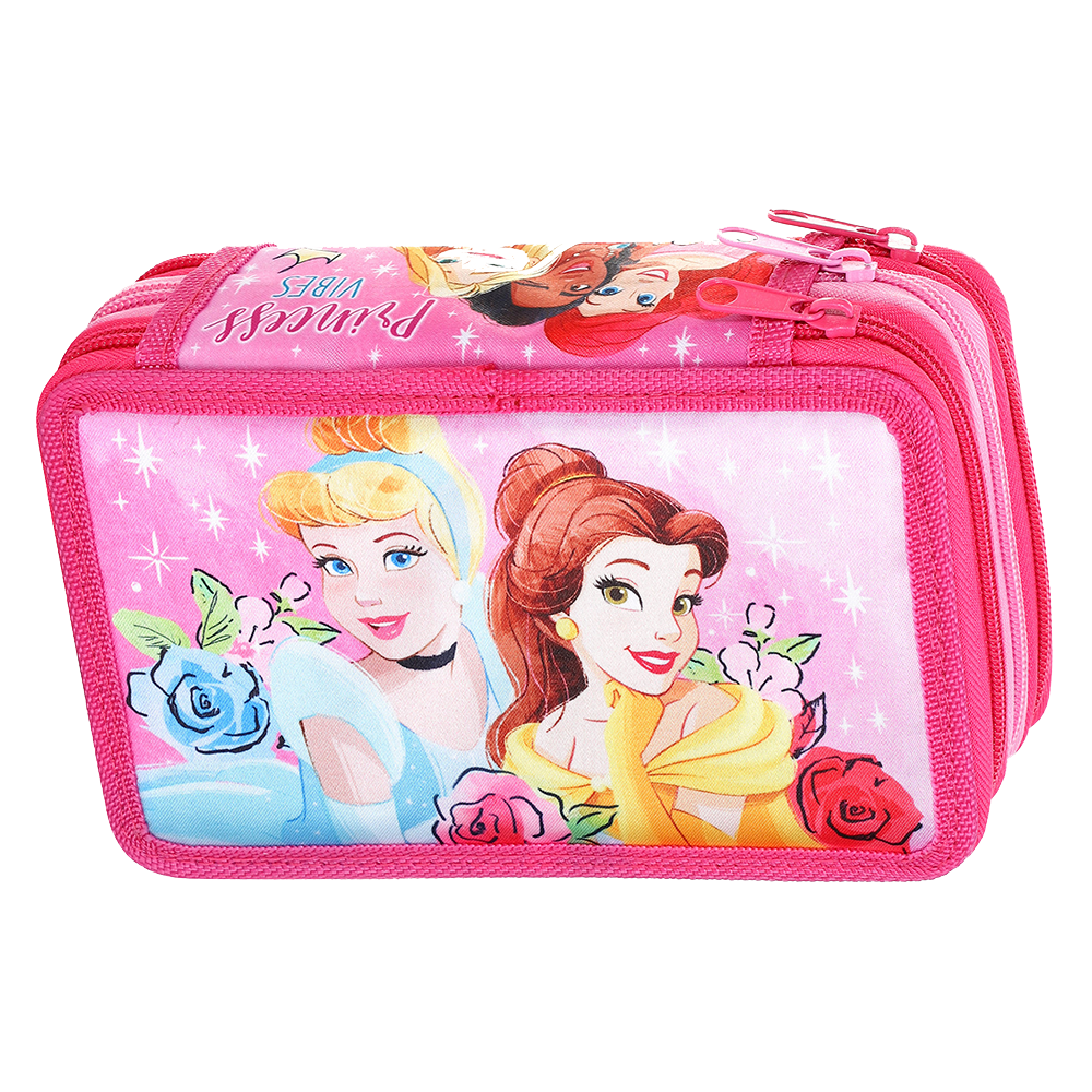 Princess Style Jumbo Pencil Case & Stationery Set with 3 Zip Divider