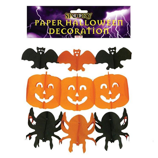 Paper Halloween Decorations Bats Pumpkins Spiders Length 3m