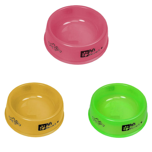 Pet Dog Cat Plastic Feeding Bowl Assorted Colours