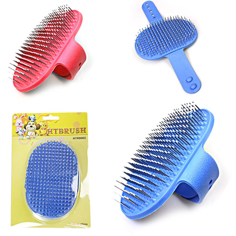 Silicone Dog Brush Metal Bristles With Hand Wrap Assorted Colours 4985