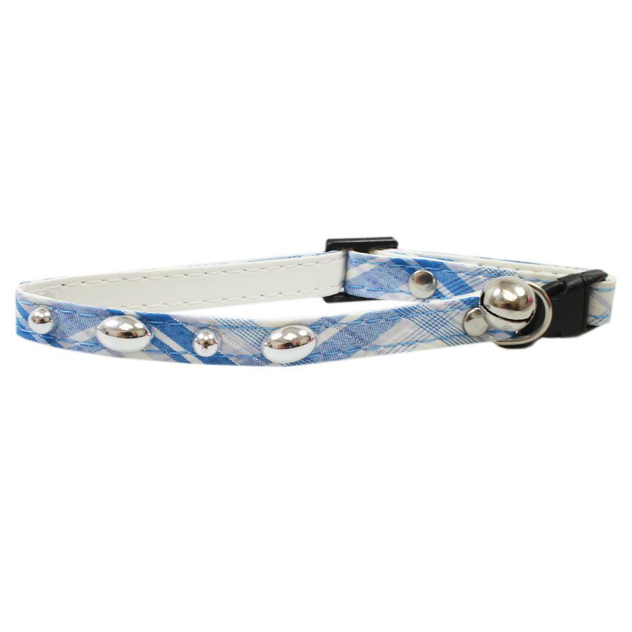 Pet Dog Cat Collar Tartan Print With Bell Assorted Colours
