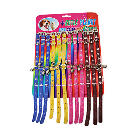 Pet Dog Puppy Cat Collar with Bell Assorted Colours 4992