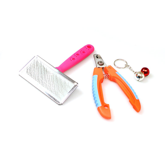 Pets Grooming Accessories Set of 3 Brush Nail Cutter and Toy 3607