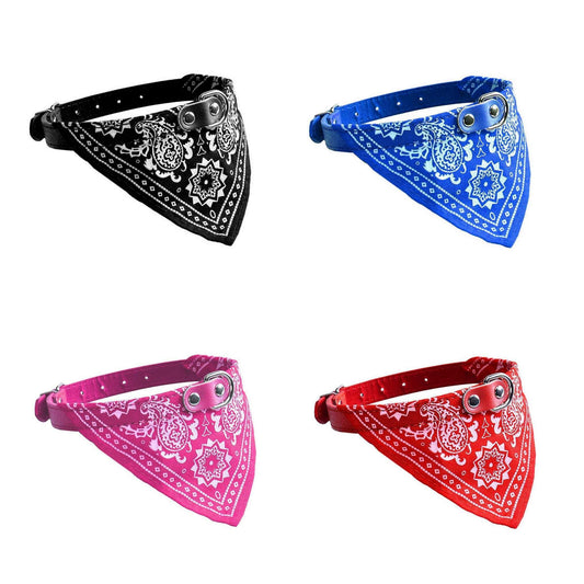 Pet Dog Collar With Triangle Bandana Scarf Large Assorted Colours