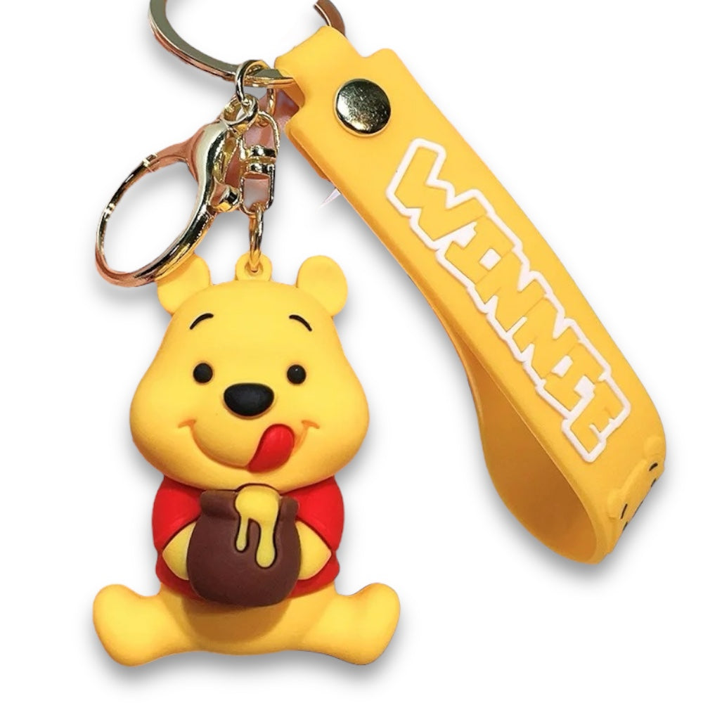 Winnie The Pooh Style 3D Silicone Keychain Keyring Pendant