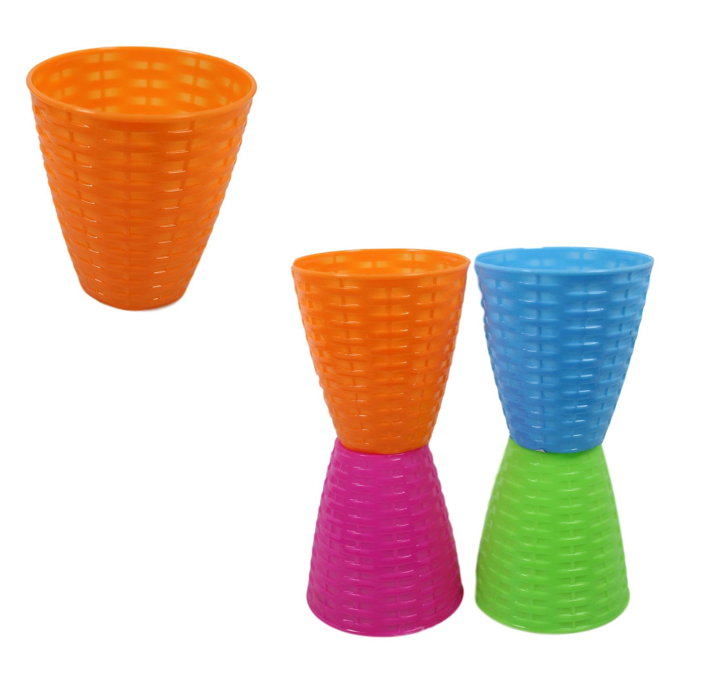 Children's Rattan Style Party 4 Assorted Colour Cups 9cm 4 Pack  5494