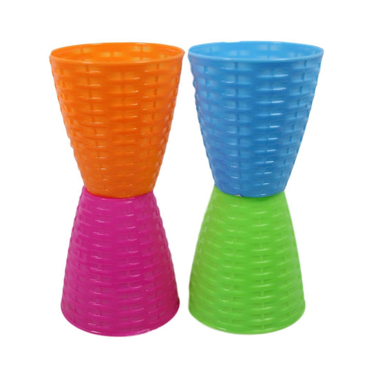 Children's Rattan Style Party 4 Assorted Colour Cups 9cm 4 Pack  5494