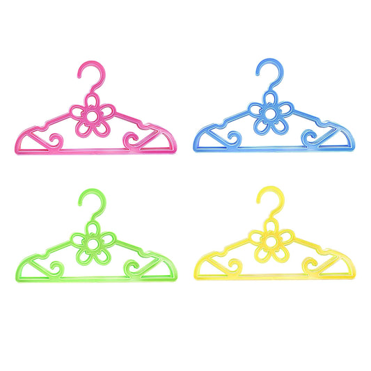 Plastic Clothes Hangers Floral Design Pack Of 4 Assorted Colours