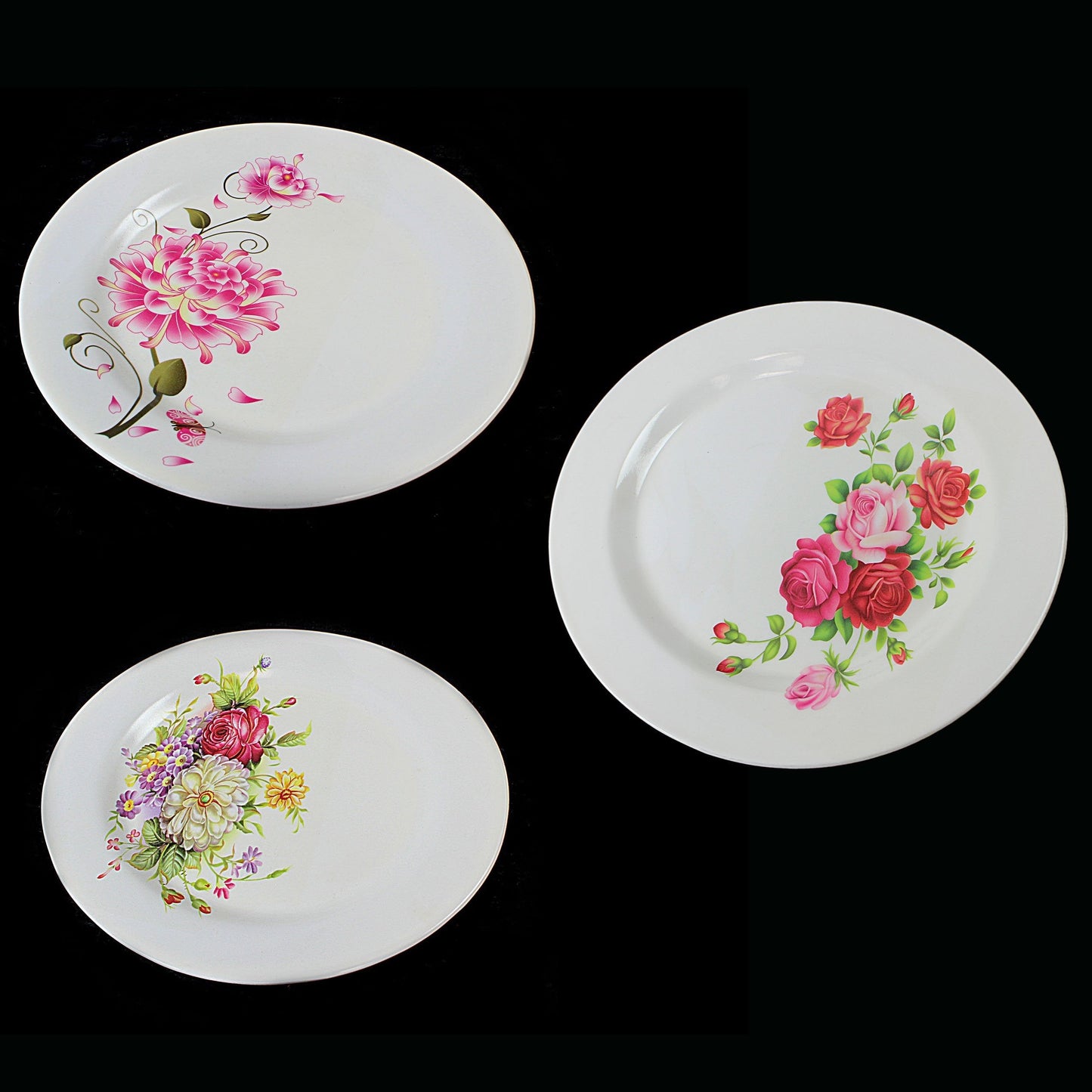 Plastic Plate with Printed Floral Design 20 cm Assorted Designs 2780