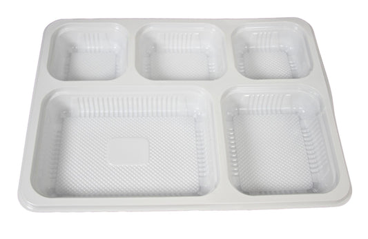 Disposable Plastic 5 Section Tray Ideal for Wedding And Special Occasions 30cm x 23cm 25 Pack SK-1290